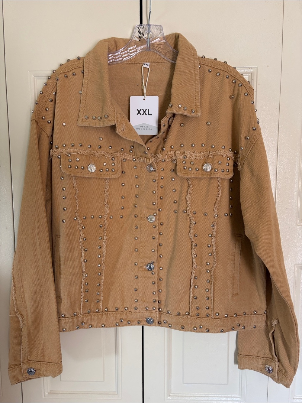 Denim Western Studded Rivets Cowgirl Tan Jacket NWT Lightweight Motorcycle 2X